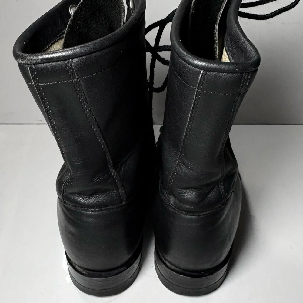 Vintage Justin L620 Black Leather Lace-Up Kiltie Roper Boots - Picture 4 of 7